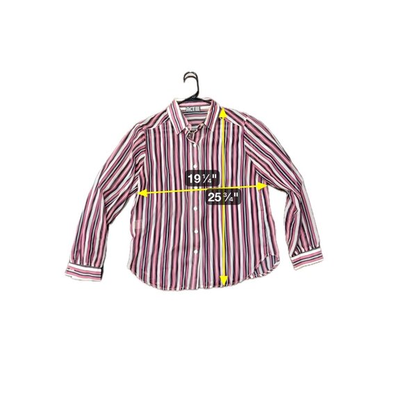 Act III Vertical Striped Button Up Dress Shirt Multicolor Office Professional - Picture 7 of 10